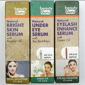 BEAUTY GURU TRIO Organic Eyelash Enhancer, Under Eye Serum & Bright Skin Serum